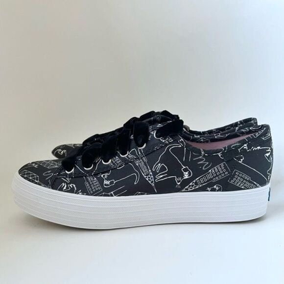 Keds Triple Kick CJW Silk Signature Print Sneakers Black US 7.5 - Picture 4 of 10